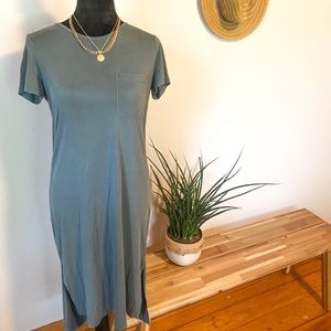 Boho Sage T-shirt Midi Dress